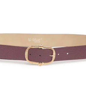 LINEA PELLE Wine Color Lizard Embossed Belt Brand New